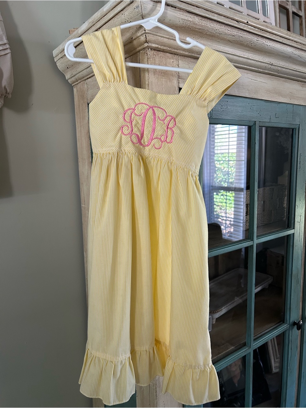 Yellow with pink monogram dress